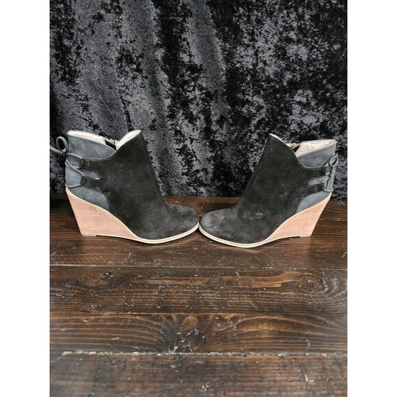 Hinge Tracer Black Suede Wedge Booties/Sz. 7.5M - Picture 4 of 8